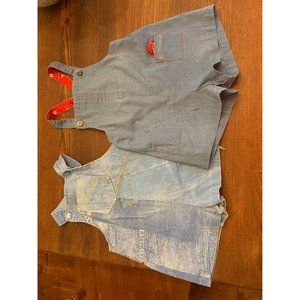 Vintage overalls boys size 6 months, lot of two western baby, denim (bin H)